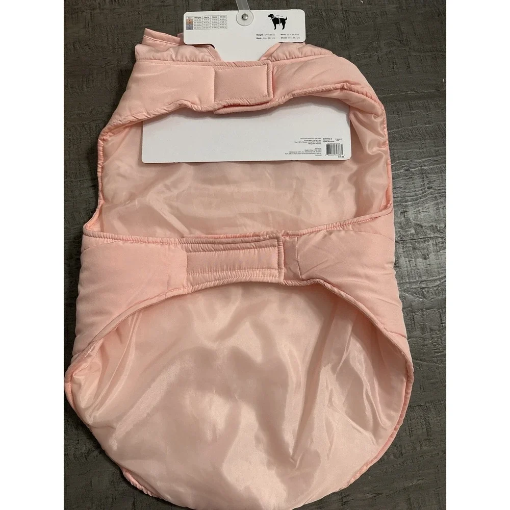 Sonoma Goods For Life Pet Puffer Jacket Pink XL Dog Coat w/‎ Hood & Ears – New